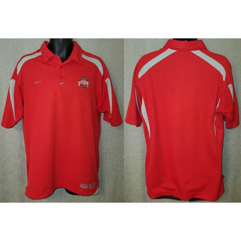 Ohio State Buckeyes Scarlet Nike Polyester Coach's Polo Shirt - Mens Medium